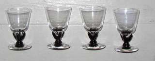 Fostoria Chalice cordials, black stems, no damage  