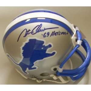 Steve Owens Autographed Mini Helmet   Detroit Lions 69 Heisman