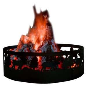 Northwoods Moose 36 Inch Fire Ring Fire Pit Steel Laser Cut Outs Moose 