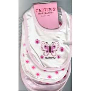  Carters Watch the Wear 5 Pack Bibs Butterfly Pink Baby