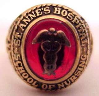 1963 St Annes Hospital School of Nursing Ring 10K Gold  