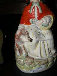 ANTIQUE STAFFORDSHIRE RED RIDING HOOD FIGURINE LAMP  