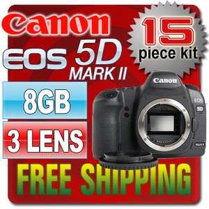 Canon EOS 5D MARK II Camera & 3 LENS 8GB 15PCS 827514783812  