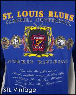   quality NUTMEG MILLS sewn logo ST LOUIS BLUES SWEATSHIRT 1991 NHL sz M