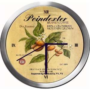  POINDEXTER 14 Inch Coffee Metal Clock Quartz Movement 