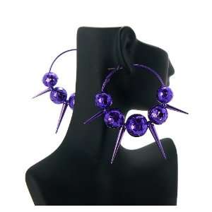   POParazzi Inspired Spike & Ball Earrings Purple UE5279PURP Jewelry