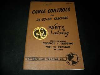 CATERPILLAR D6 D7 D8 Cable Controls Parts Manual Catalog Book CAT 2S 
