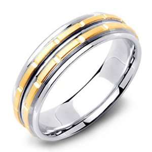  SPARTAN 14K Two Tone Comfort Fit Gold Wedding Band Ring 