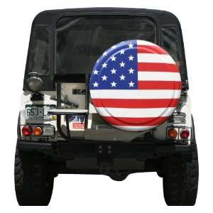 31 American Flag Spare Tire Cover   Molded Plastic Face   Boomerang 