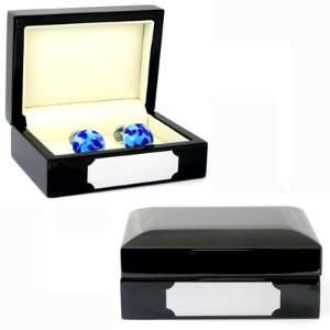  Premium Black Cuff Link Wood Box: Jewelry
