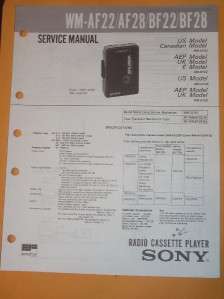 Sony Service Manual~WM AF22/AF28/BF22/BF28 Walkman  