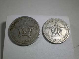 1916 CUBA Dos Centavos and 1920 Cinco Centavos coins  