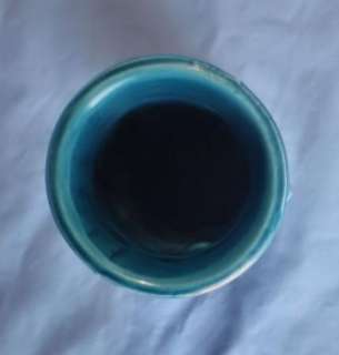 VTG Inarco Mood Indigo Blue Embossed Fruit Vase  