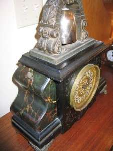 EARLY GILBERT CURFEW CLOCK WITH LARGE BRASS BELL ON TOP  