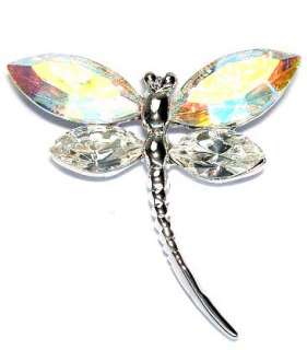 Swarovski Clear Crystal Bridal Wedding SEXY AB ~DRAGONFLY Pin Brooch 