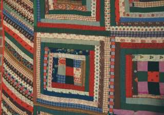 1870s Log Cabin Antique Quilt ~Wool Challis Fabrics!  