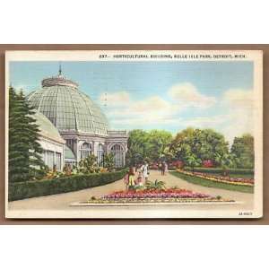  Postcard Vintage Horticultural Building Belle Park Detroit 