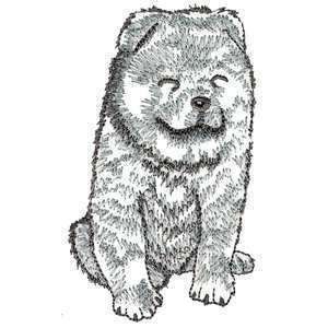 Cute Fuzzy Chow Chow Puppy Dog Outline Iron on Patch  