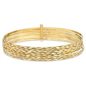   Ladies 14K Yellow Gold Seven Day Solid Bangle 11.3mm Wide Jewelry