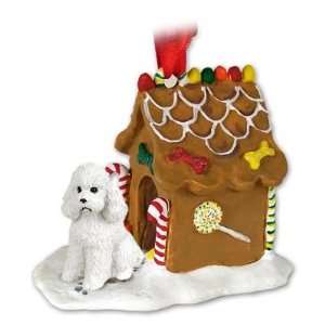  Poodle Sport Cut Gingerbread House Ornament   White: Home 