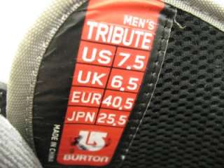 Burton Tribute Snowboard Boots Mens 7.5 Black/Grey  