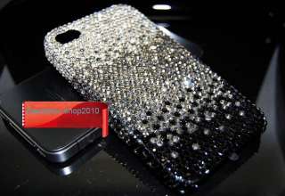   Black Bling Swarovski Crystal Case Cover For iPhone 4 4G 4S  