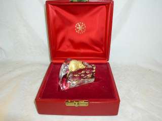 Glass Steuben Cheese Wedge w/18k Gold Mouse, Nice, Signed on the 