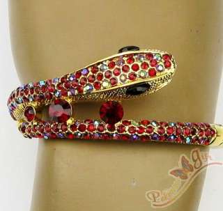 Red Swarovski Crystals Bracelet Bangle Snake& Animal  