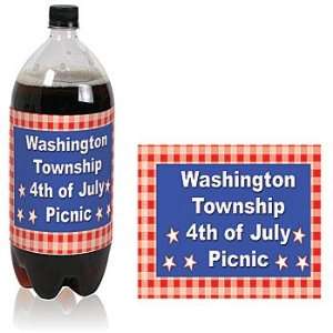  Summer Gingham Personalized Soda Bottle Labels   Qty 12 