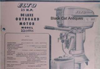 Orig 1956 Elto Motors Owners Guide 25 HP Model 22D11E  