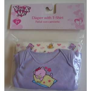  You & Me Baby Doll Diaper with T Shirt   Purple / Kitty 