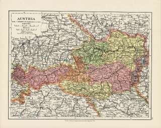 Rare Post WW1 Map of Austria ÖSTERREICH 1920 Very Nice!  