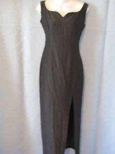   Mcclintock Black Long Dress Slit 7 / 8 Rayon Acetate Perfect  