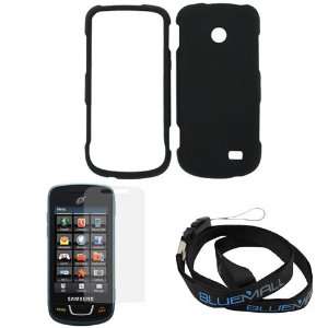 Black Hard Rubberized Snap On Case + Clear LCD Screen Protector + Neck 