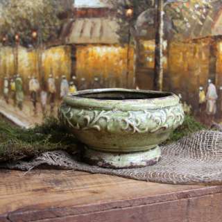Shabby Cottage Chic Round Ceramic Garden Planter Pot  