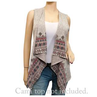 Jr Plus Size Sleeveless Shawl Cardigan Brown  