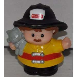 Little People Firefighter (Black Helmet & Yellow Jacket) Fireman (2002 