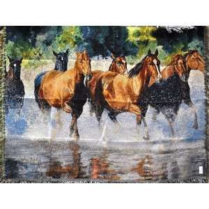 Horse Play Tapestry Throw by Kathy Sigel 