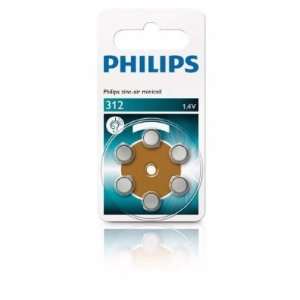  Philips Zinc Battery, Hearing Aid Battery 1.4V 6Pc Pack 