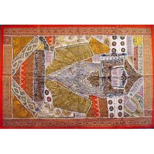   Orange Wall Decor Art Indian Antique Tapestry Hanging