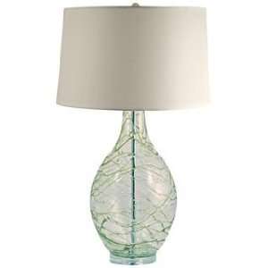  Green Glass Swirl Over Clear Glass Table Lamp: Home 
