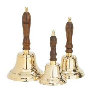  Set of 3 Brass Hand Bells with Wood Handle: Home & Kitchen