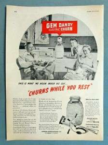 1947 Gem Dandy Electric Churn Ad Churns While you rest  