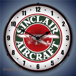 Sinclair Aircraft Airplane Oil Lighted Wall Clock Sign  