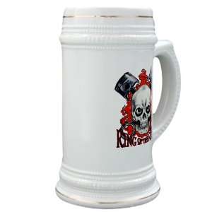  Stein (Glass Drink Mug Cup) King of the Road Skull Flames 