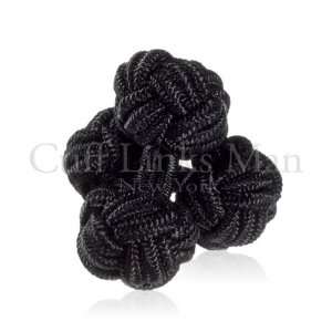  Coal Black Silk Knot Cuff Links CL SK 0013: Jewelry