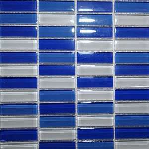   Mosaics Crystal Glass Blends Mosaic White Med Blue Cobalt Ceramic Tile