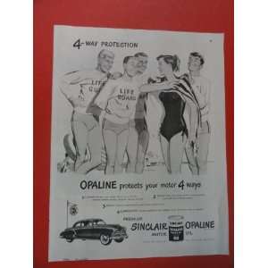  Sinclair Opaline Motor Oil, Print Ad. (girl/4 life guards 