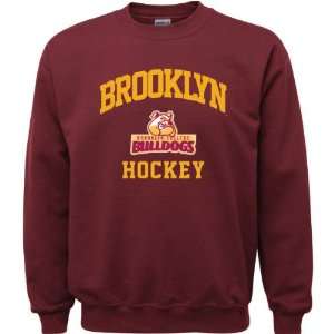 Brooklyn College Bulldogs Maroon Youth Hockey Arch Crewneck Sweatshirt
