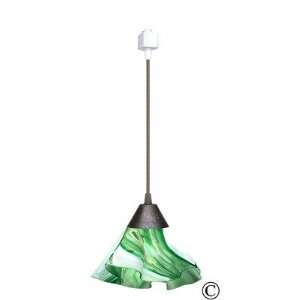 Radiance Lily Track Lighting Pendant with Kelly Green and White Shade 
